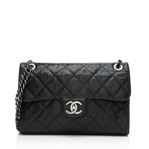 Chanel Glazed Caviar Leather CC Crave Medium Flap Bag (SHF-3RMxUM)