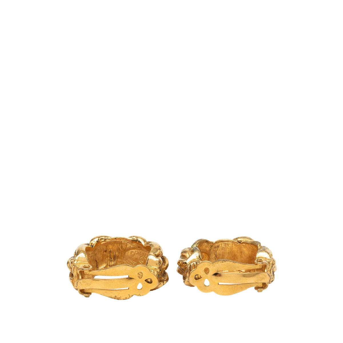 Chanel Gold Plated Braided Hoop Clip On Earrings