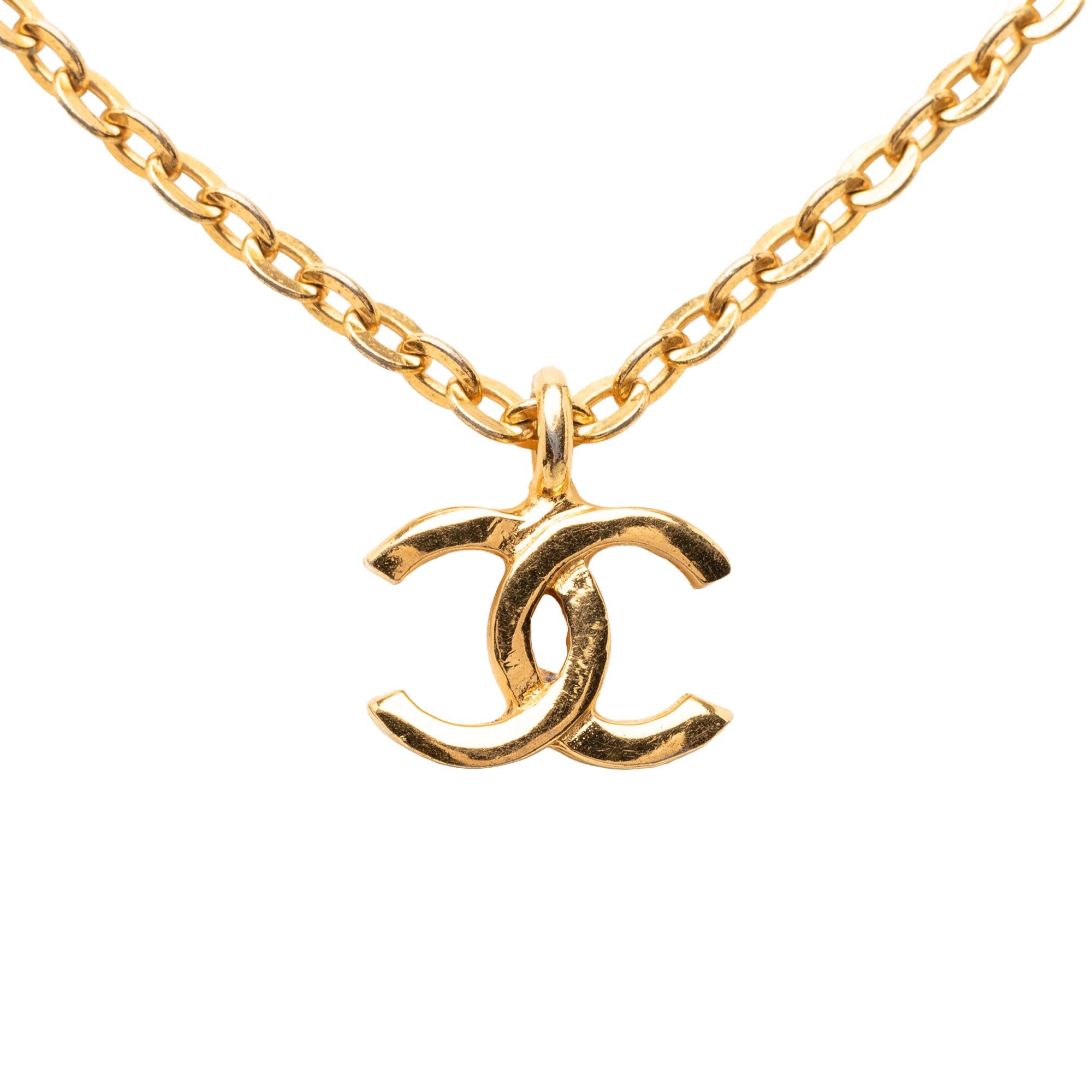 Chanel Gold Plated CC Pendant Necklace
