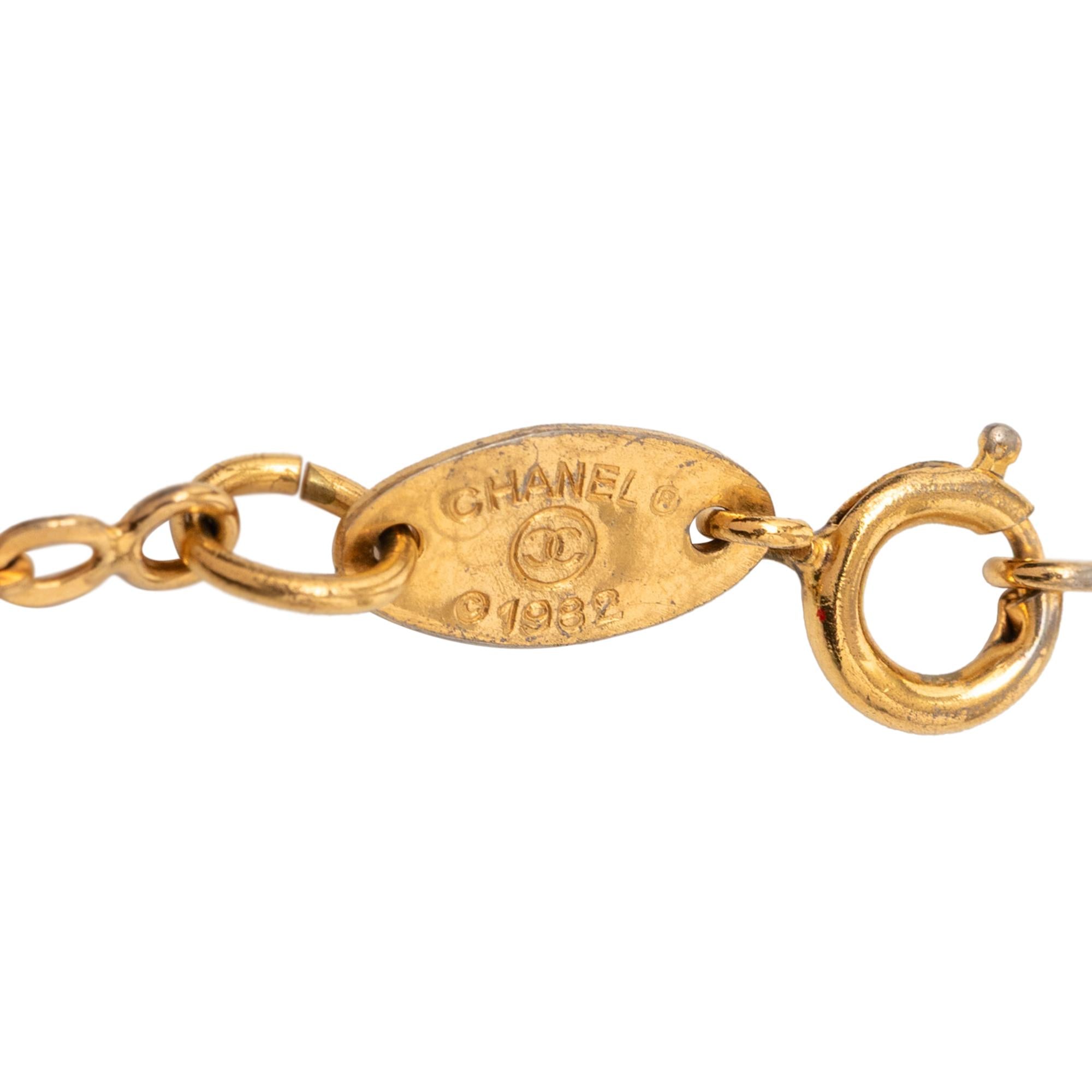 Chanel Gold Plated CC Pendant Necklace