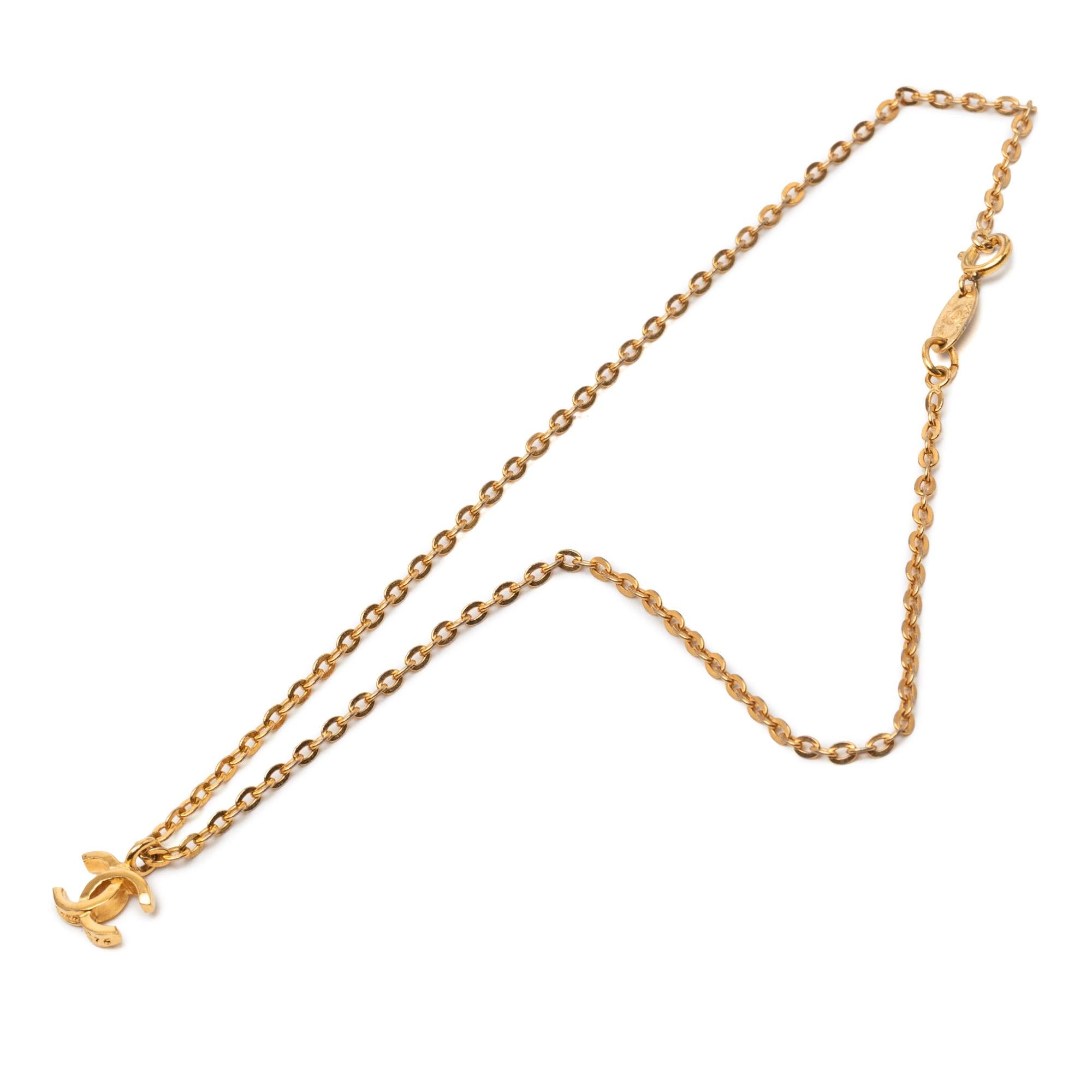 Chanel Gold Plated CC Pendant Necklace