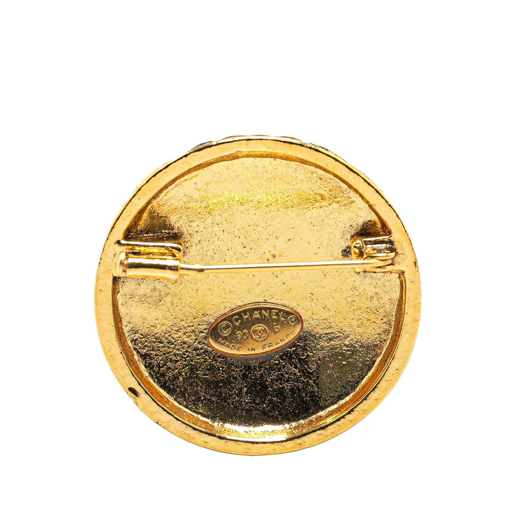 Chanel Gold Plated CC Quilted Brooch
