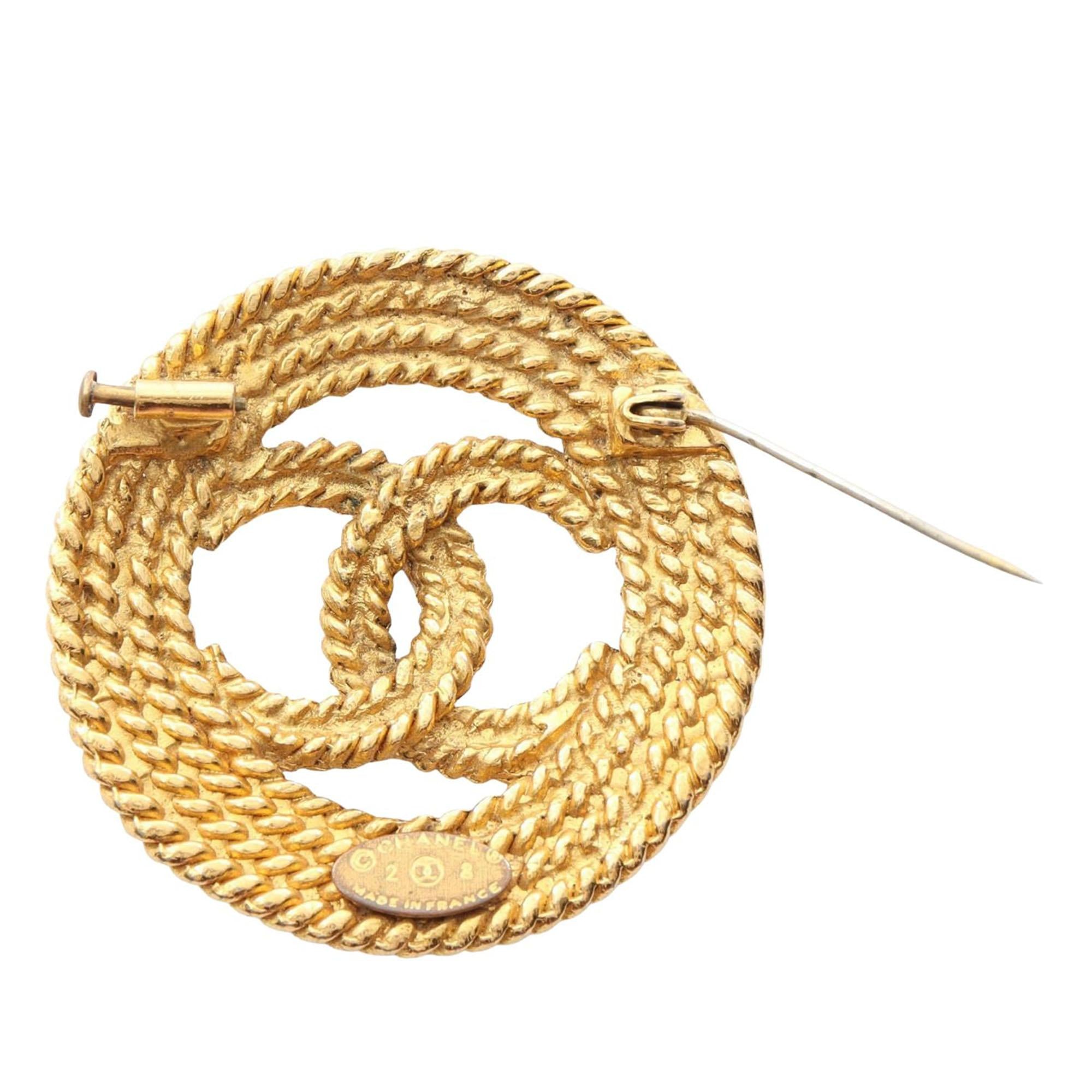 Chanel Gold Plated CC Rope Brooch