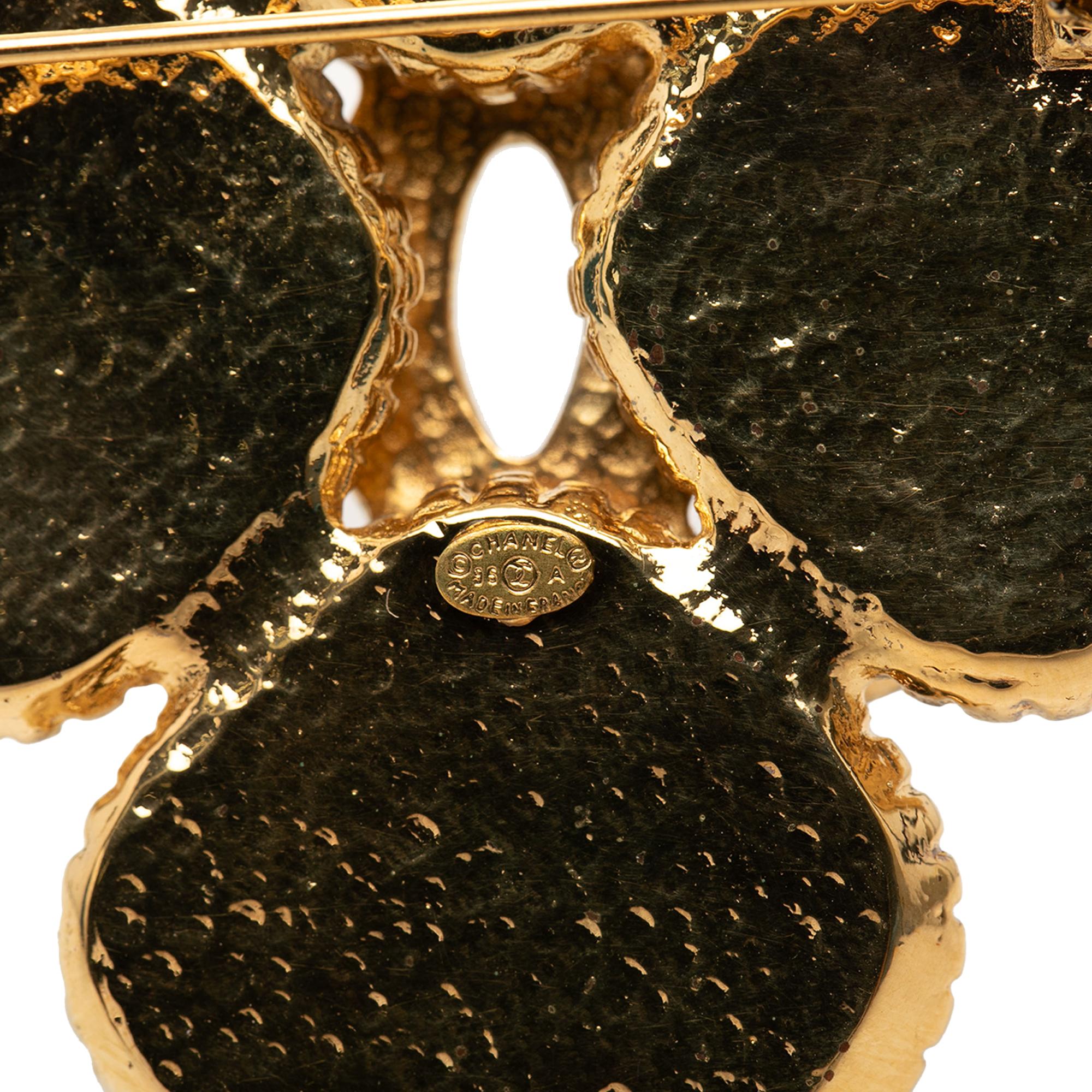 Chanel Gold Plated Coco Mark Flower Brooch