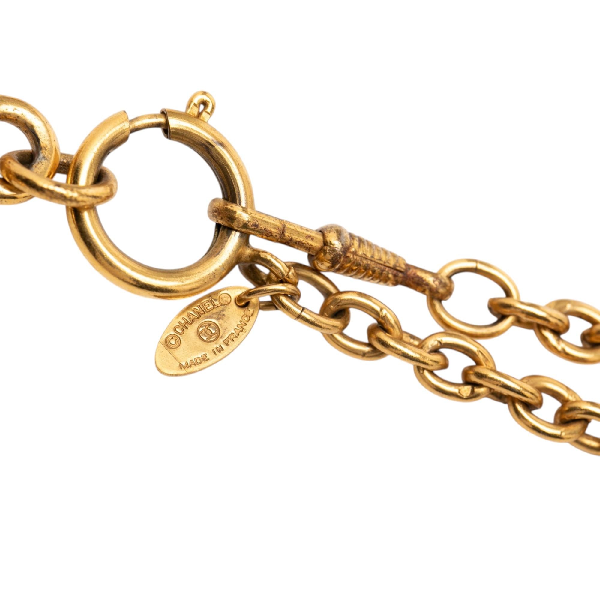 Chanel Gold Plated Medallion Coat of Arms Sunburst Pendant Necklace