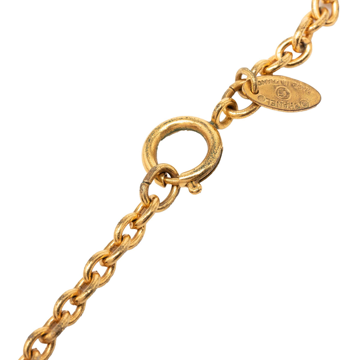 Chanel Gold Plated Quilted CC Pendant Necklace