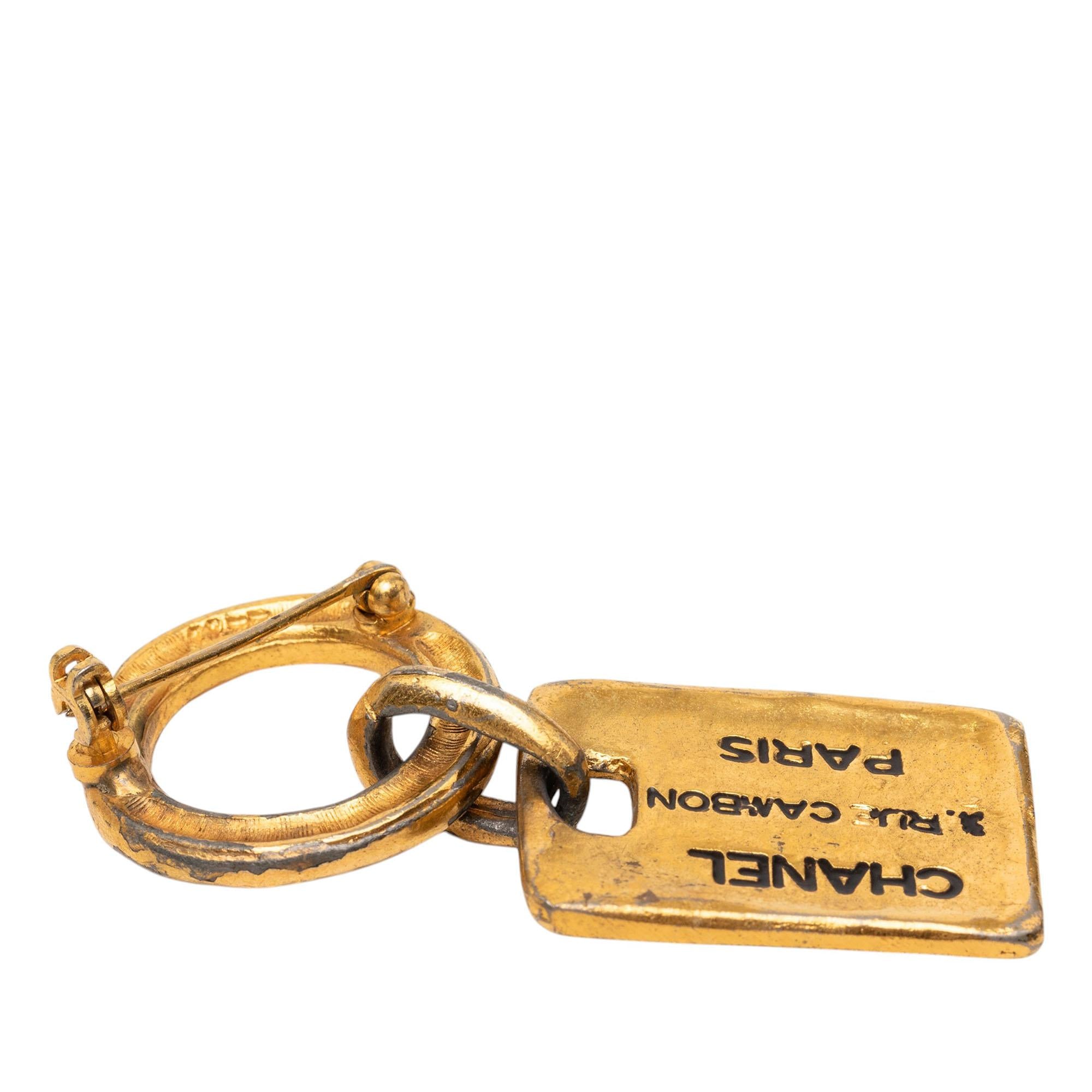 Chanel Gold Plated Rue Cambon Tag Brooch