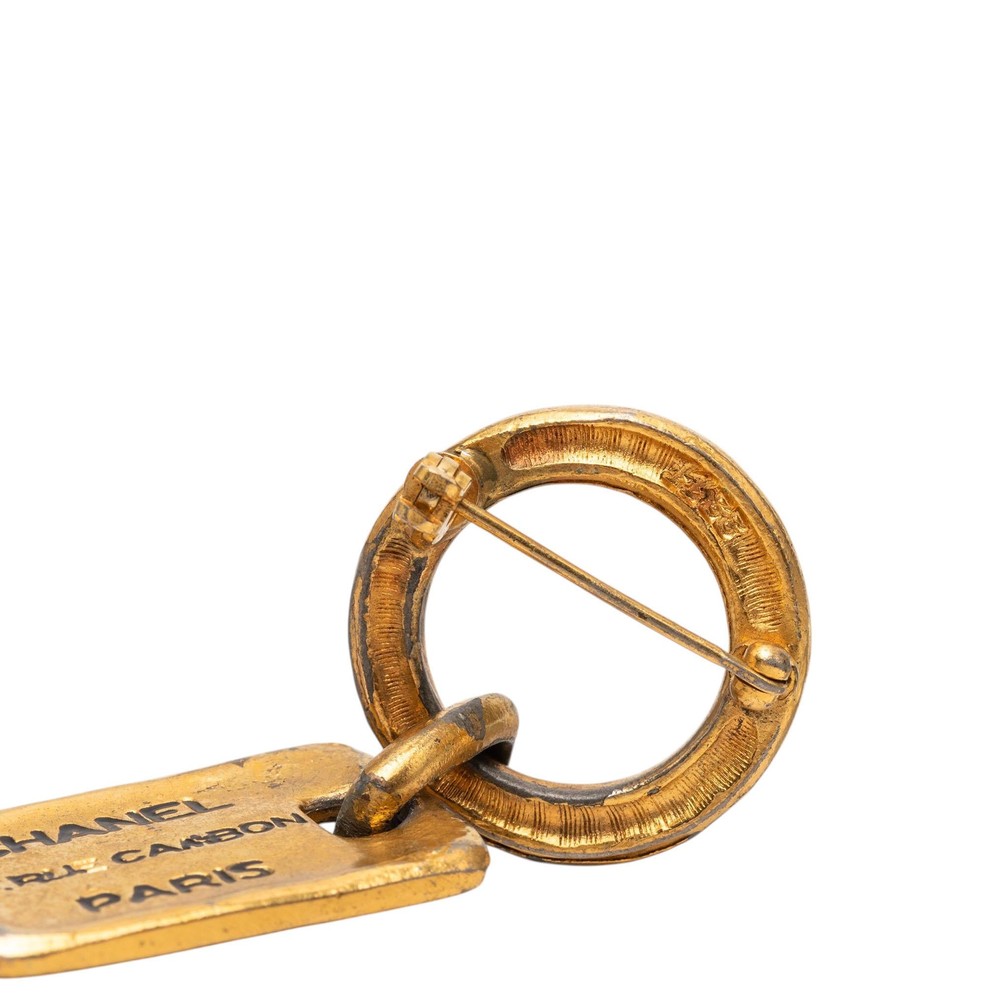 Chanel Gold Plated Rue Cambon Tag Brooch
