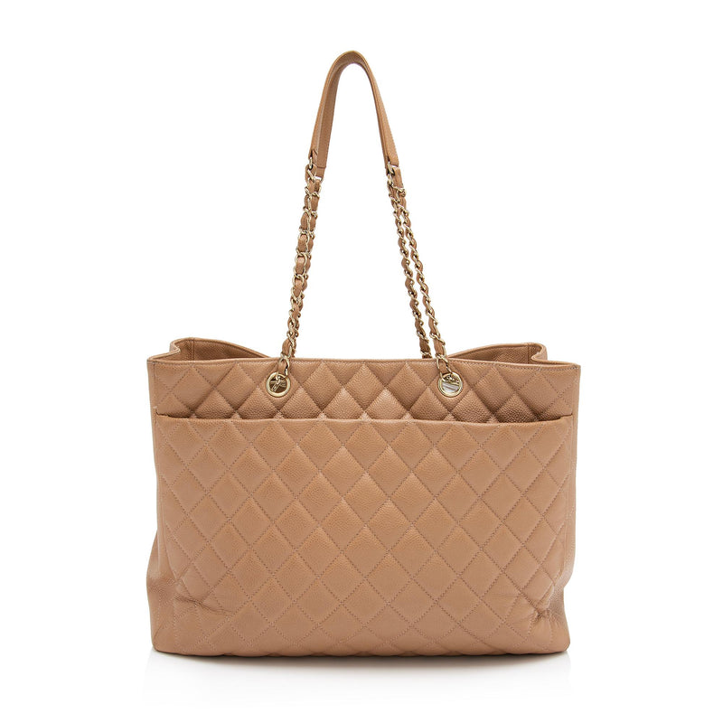 Chanel Beige Leather Quilted Bag with CC Logo