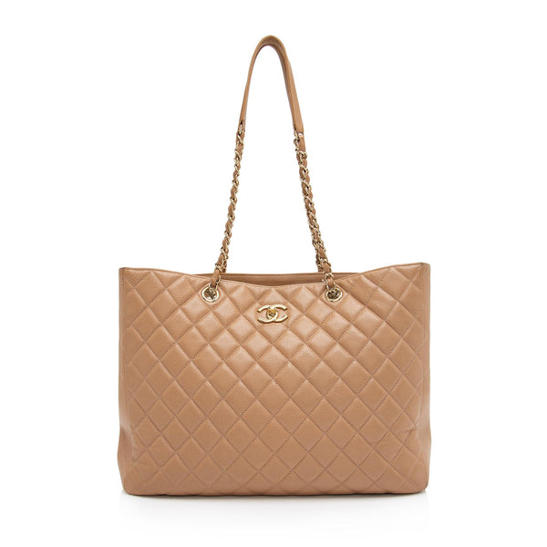 Chanel Grained Calfskin CC Large Shopping Tote (SHF-oUtFnS)