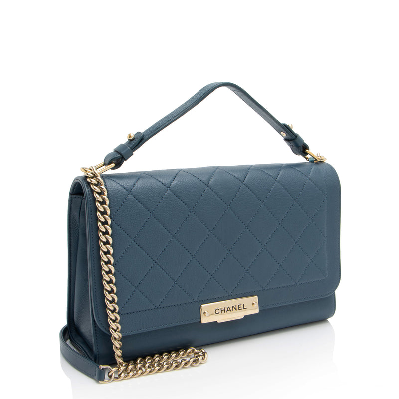 Chanel Grained Calfskin Label Click Large Shoulder Bag SHF vwMSPi