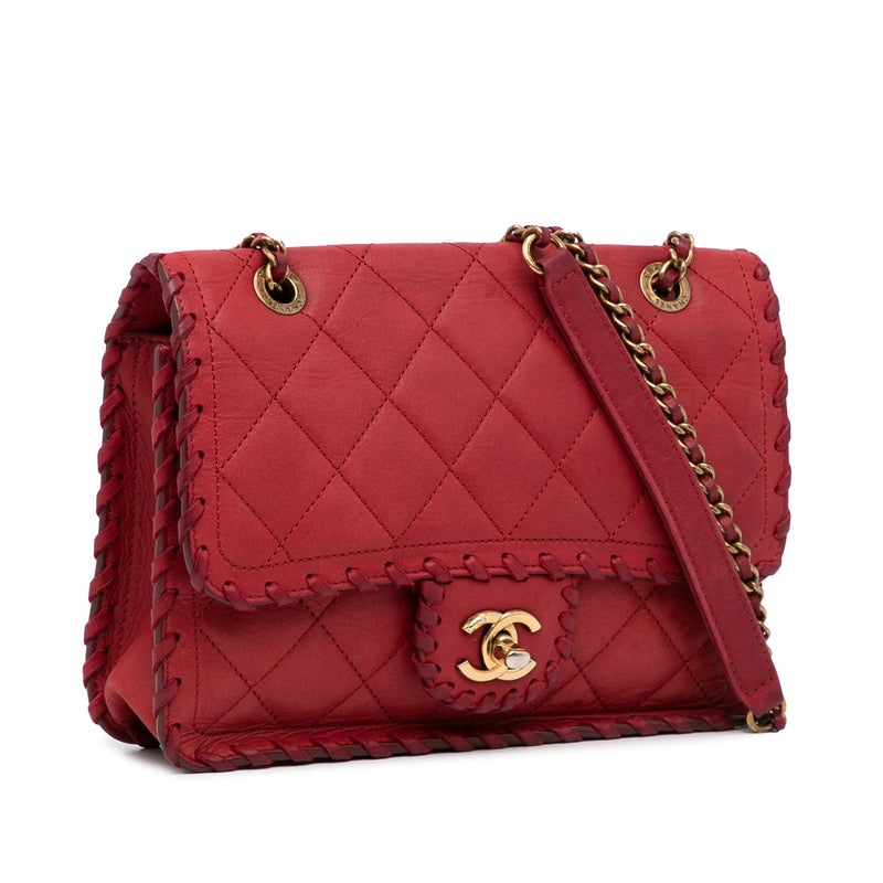 Chanel Pink Wild Stitch Leather Small Flap Top Handle Bag Chanel