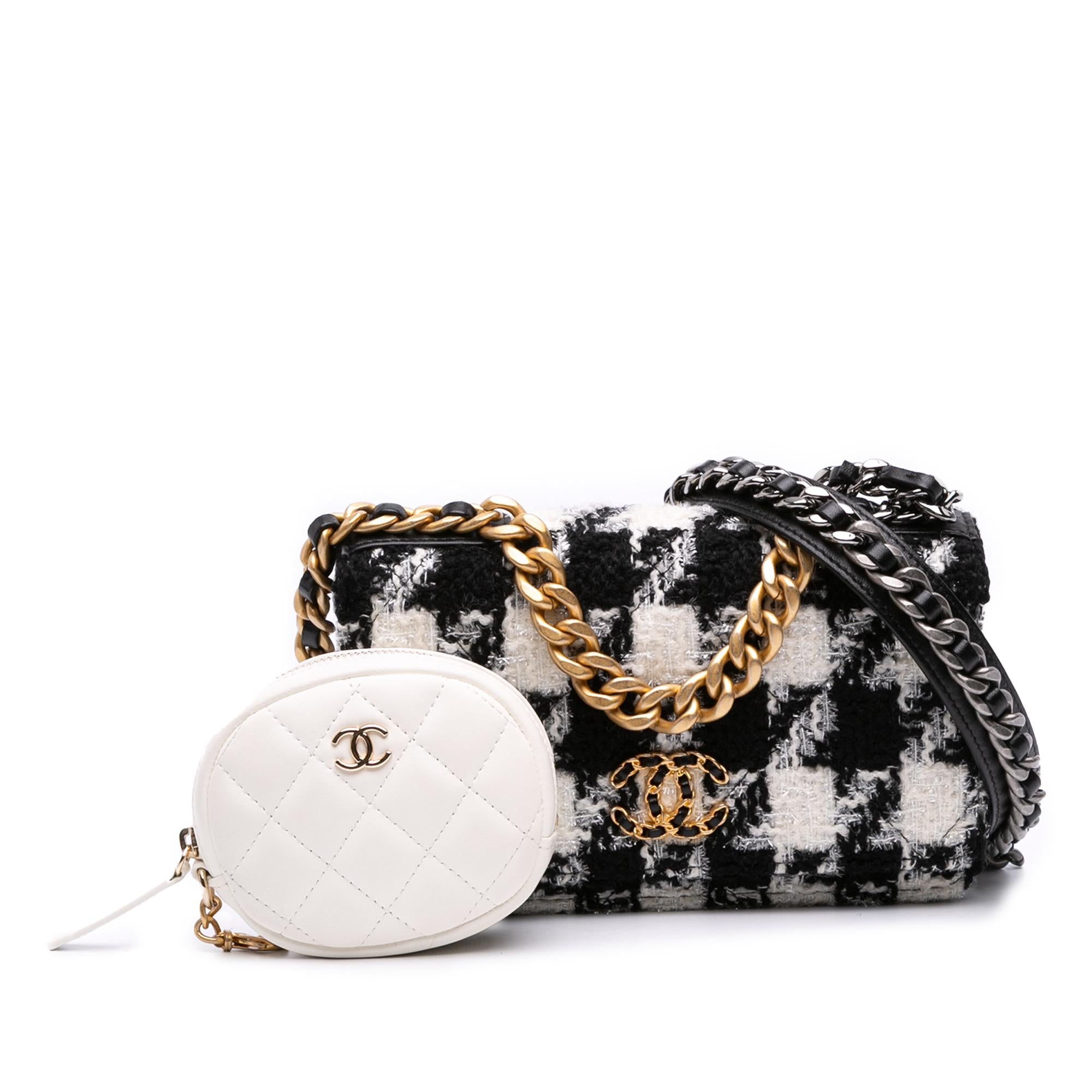 Chanel Houndstooth Tweed 19 Wallet On Chain