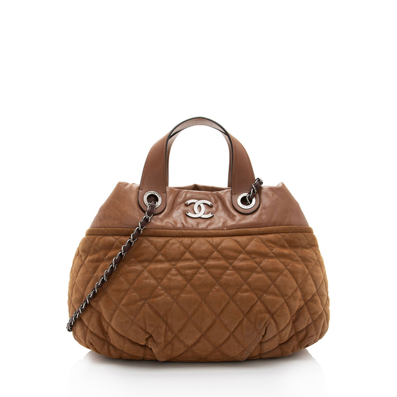 Chanel Iridescent Calfskin in The Mix Bowler Small Tote (SHF-otOqlH)