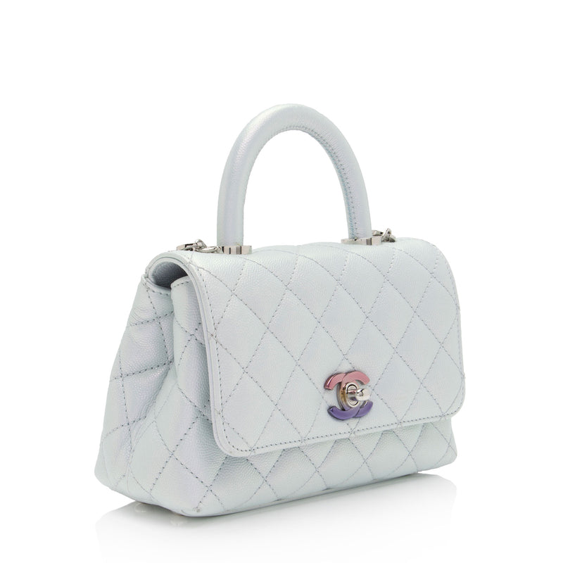 white chanel flap bag with top handle