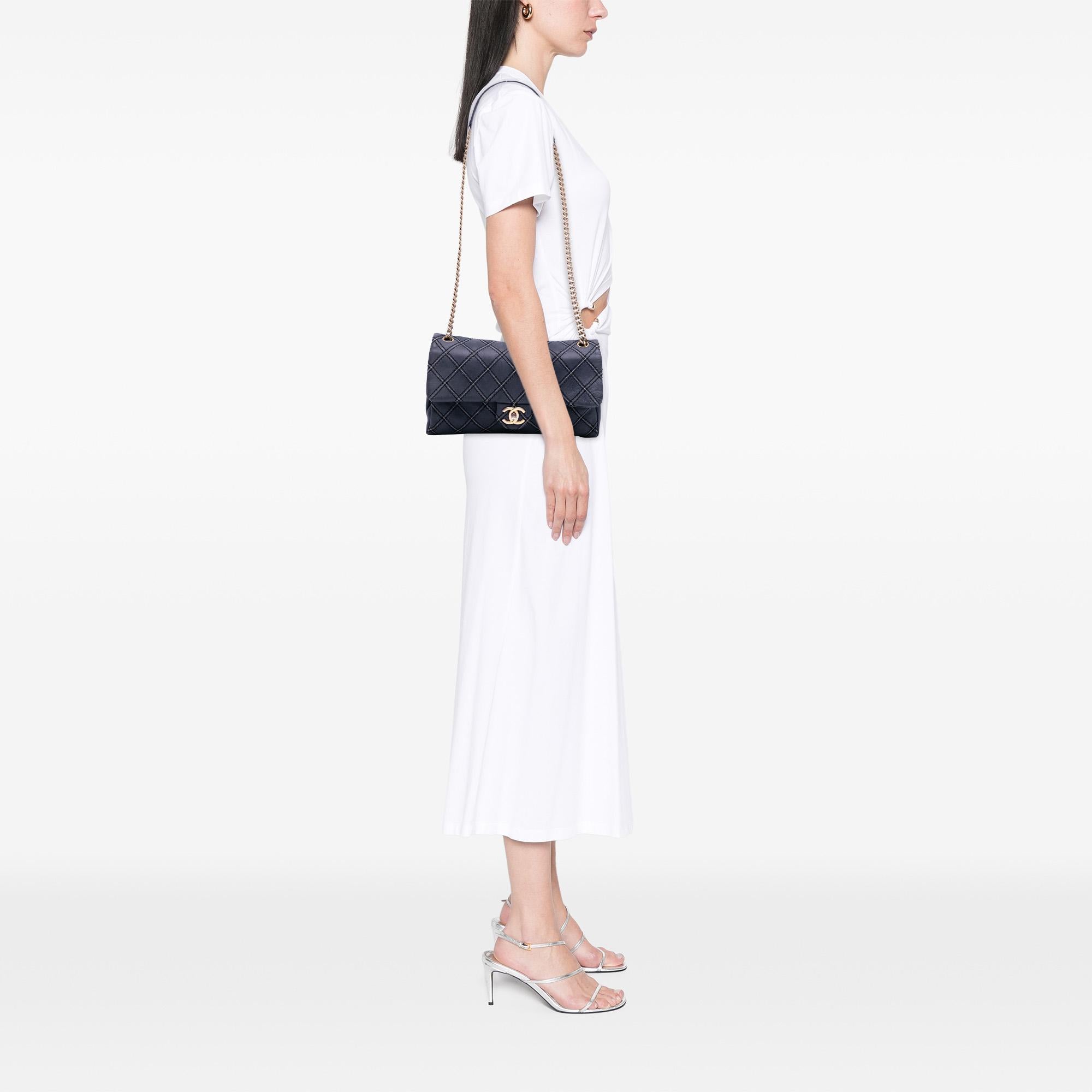 Chanel Jumbo Quilted Calfskin Triple Stitched Flap