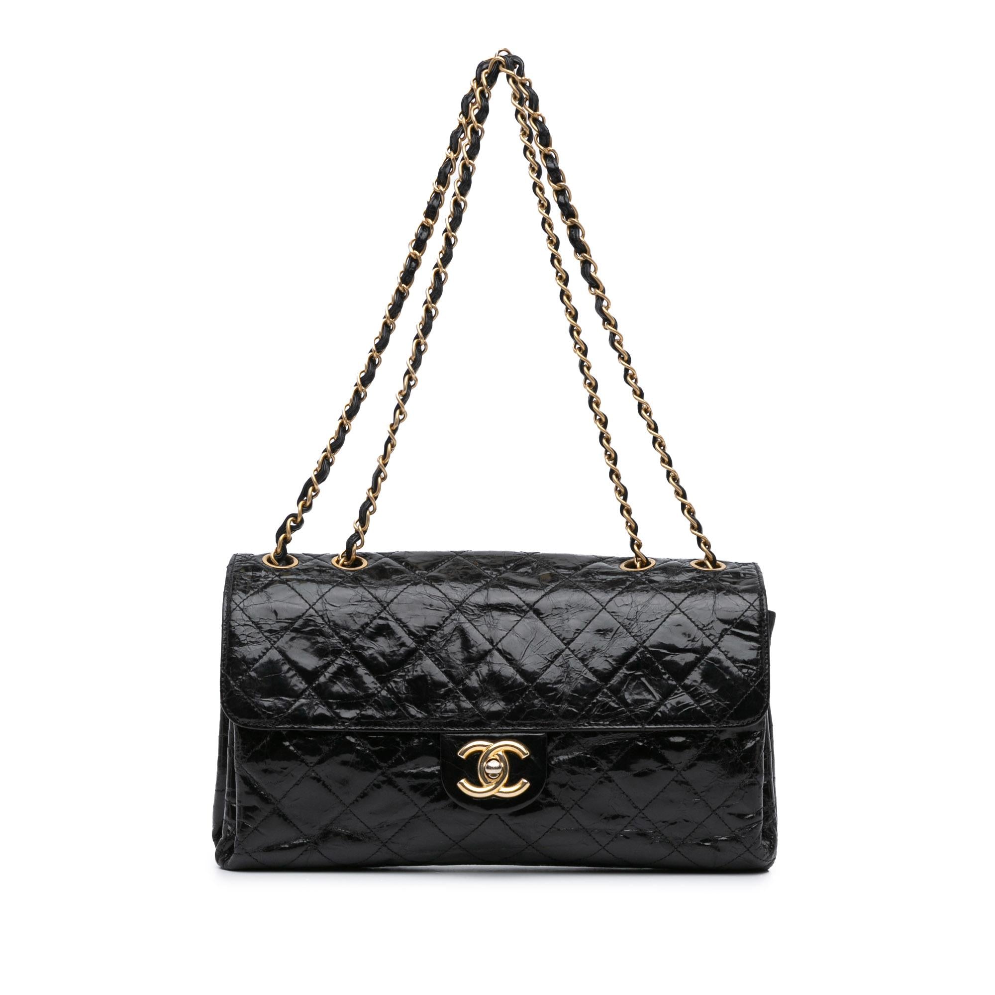Chanel Jumbo Quilted Glazed Calfskin Clams Pocket Flap