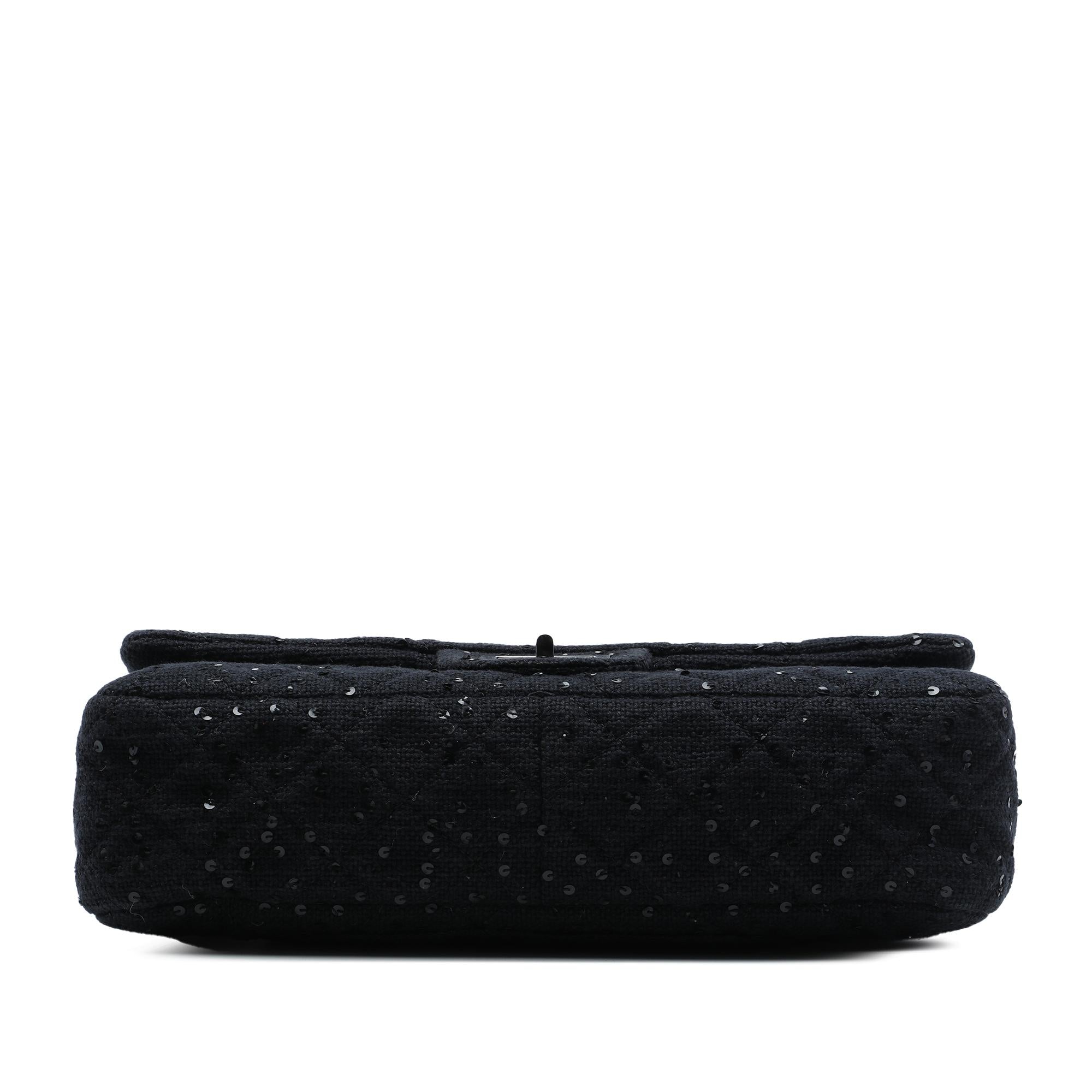 Chanel Jumbo Sequin Embellished Quilted Tweed Reissue 2.55 Messenger Flap