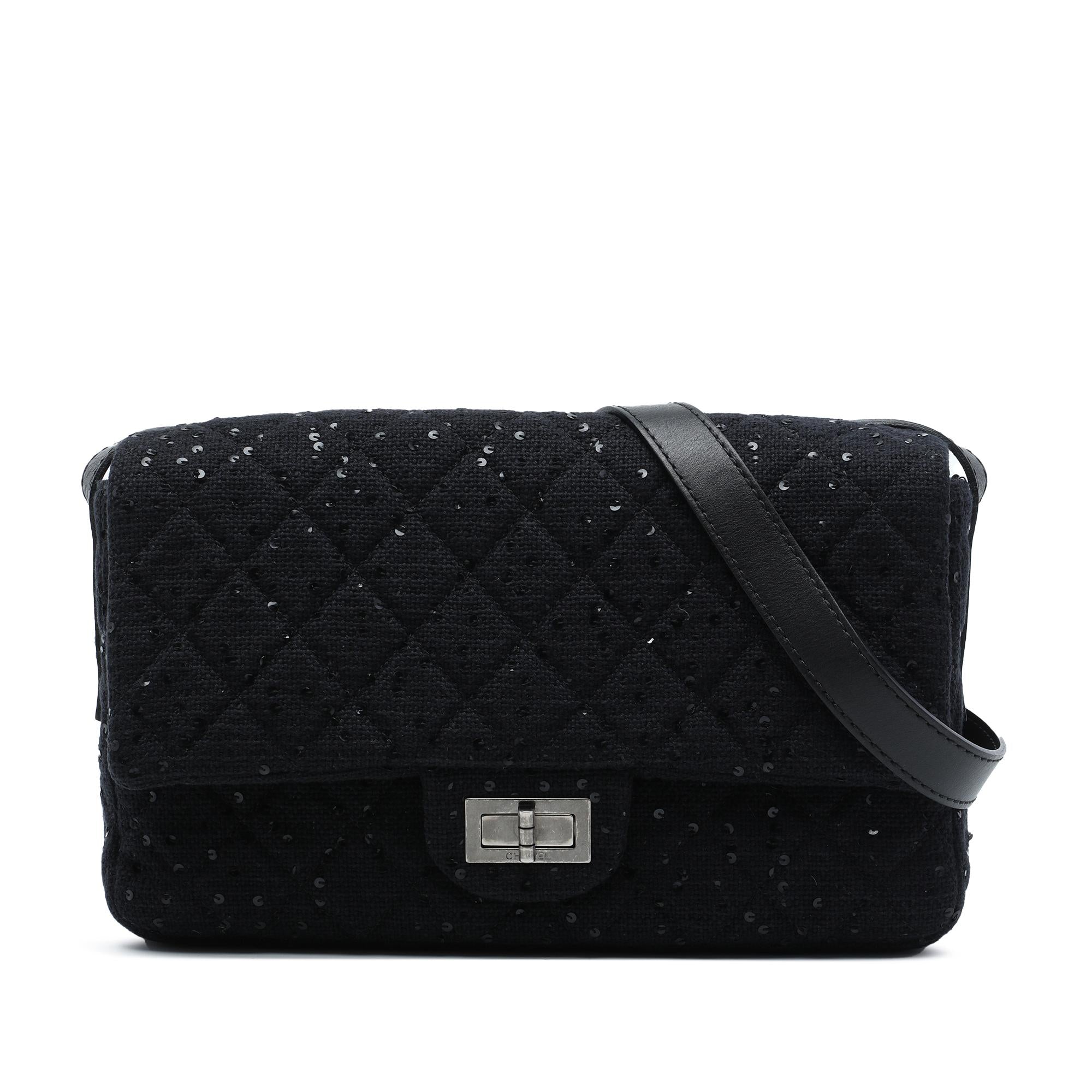Chanel Jumbo Sequin Embellished Quilted Tweed Reissue 2.55 Messenger Flap