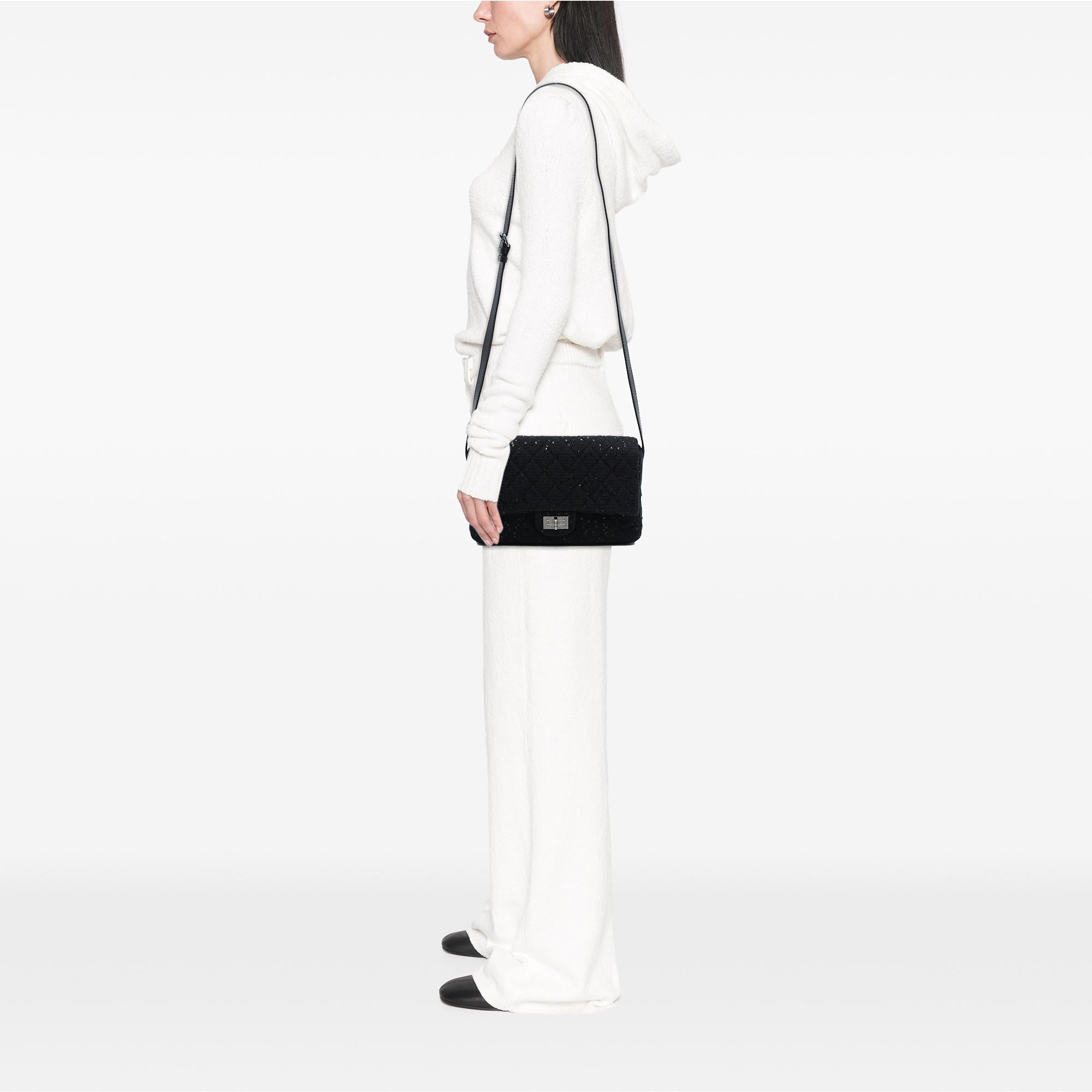 Chanel Jumbo Sequin Embellished Quilted Tweed Reissue 2.55 Messenger Flap