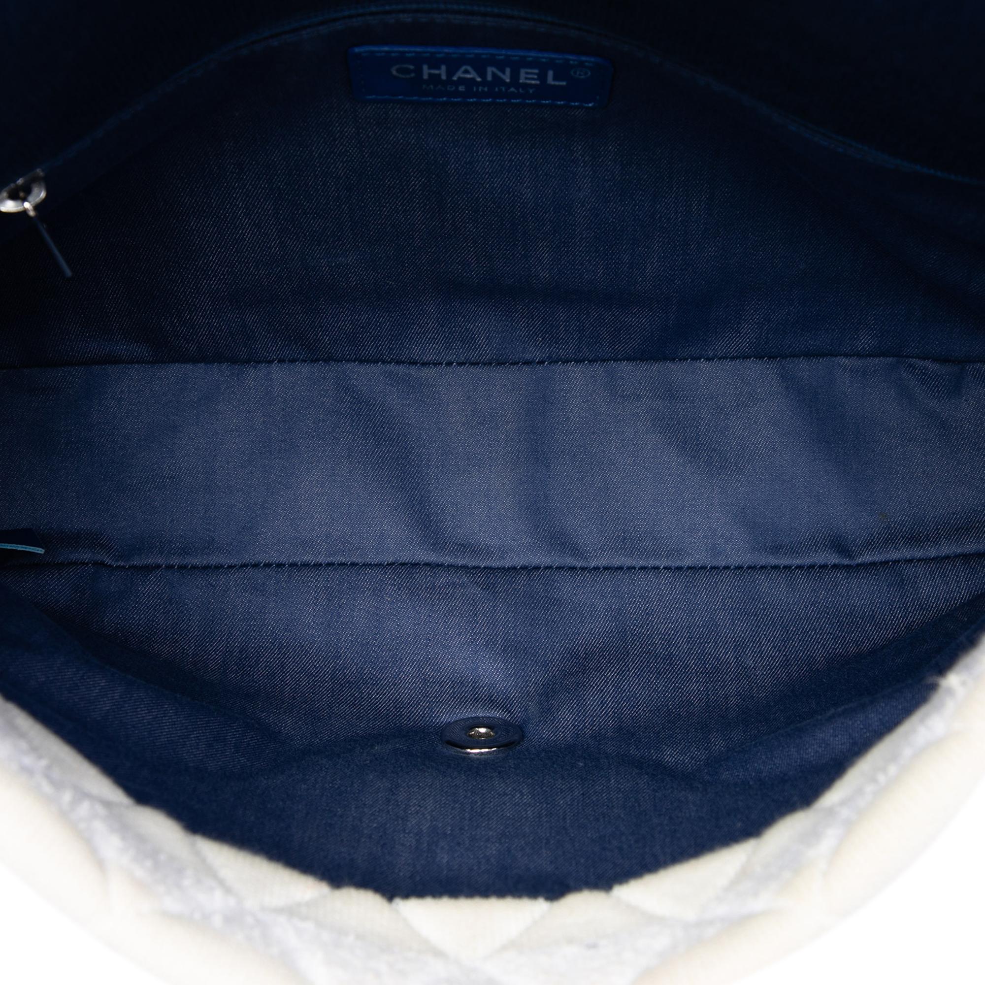 Chanel Jumbo Stripe Jersey Felt and Rope Flap