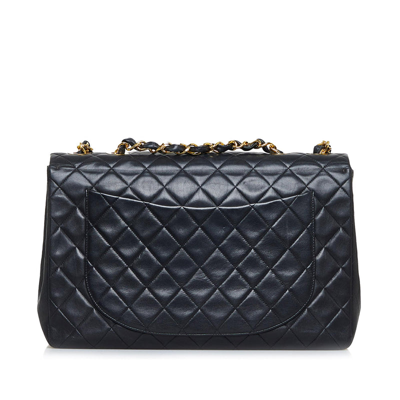 Chanel Black Chevron Lambskin Jumbo XL Classic Flap Bag Chanel