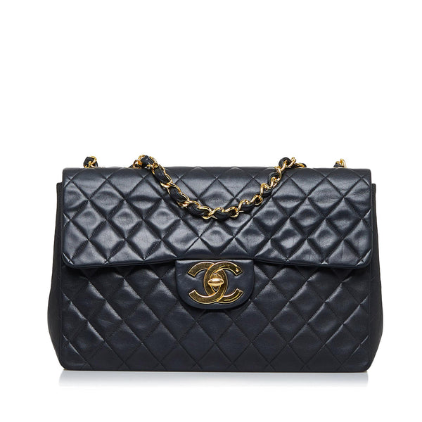 Chanel Classic Flap Jumbo Shoulder Bag Black Lambskin 181094