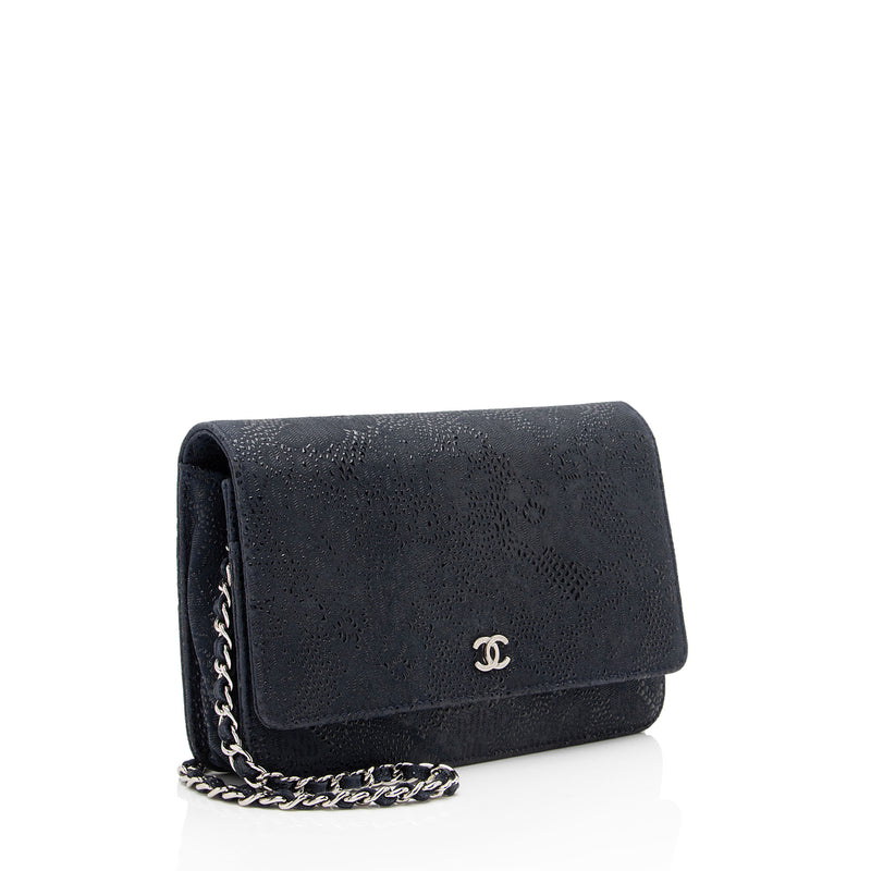 Chanel Lace Embossed Goatskin Classic Wallet on Chain (SHF-ZHPm4Q)