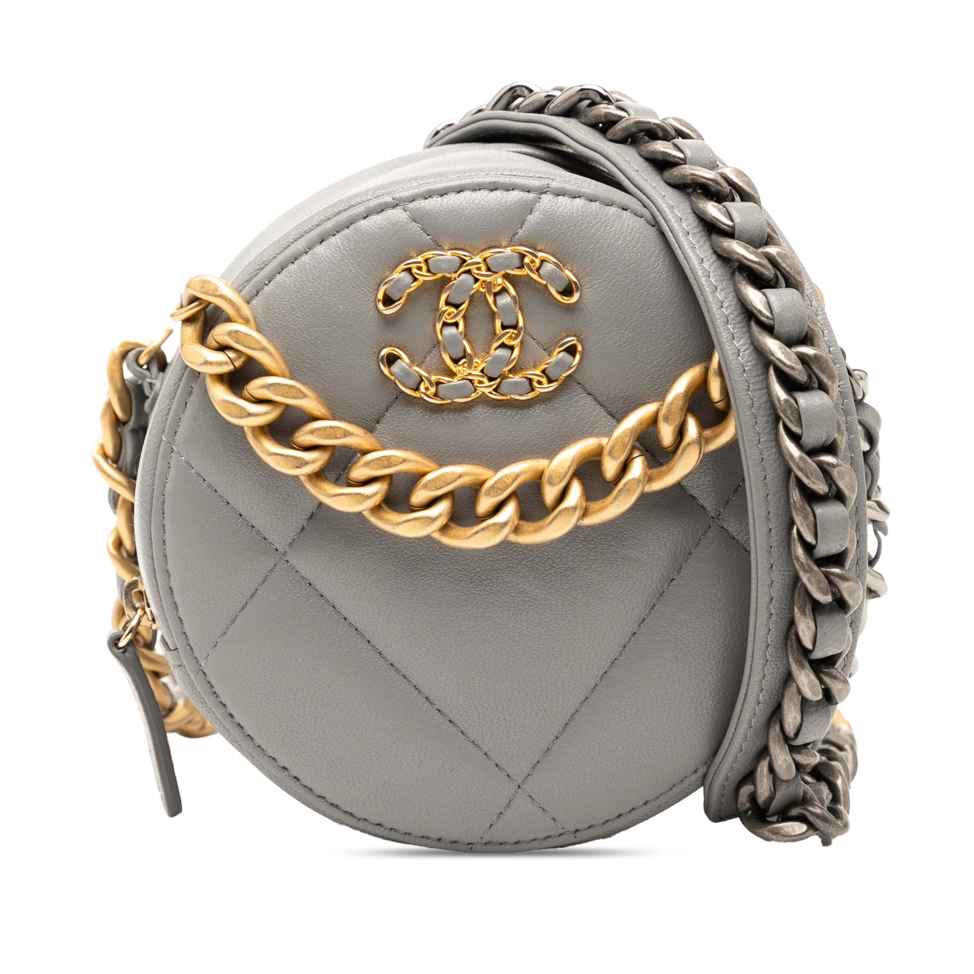 Chanel Lambskin 19 Round Clutch with Chain