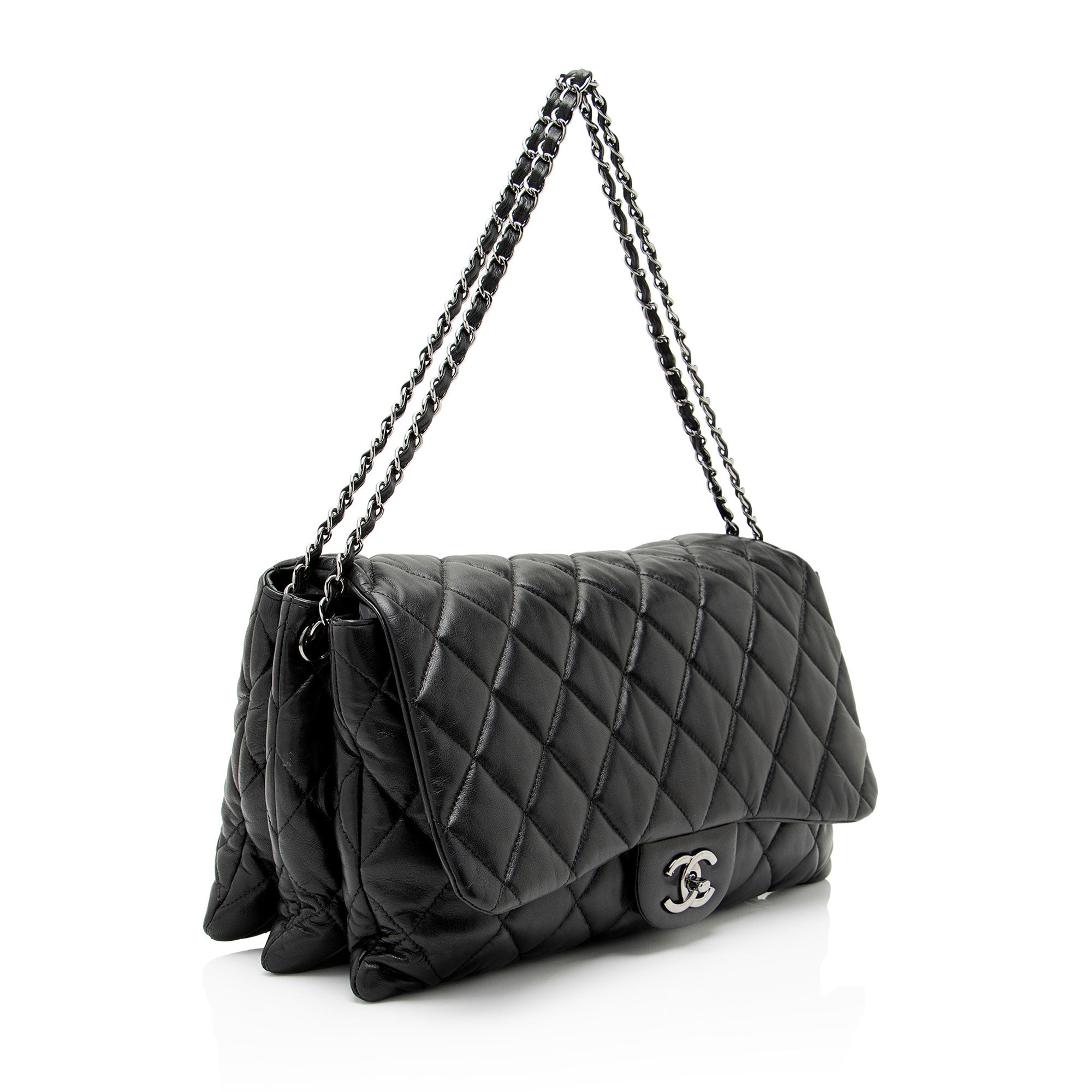 Chanel Lambskin 3 Accordion Maxi Flap Bag