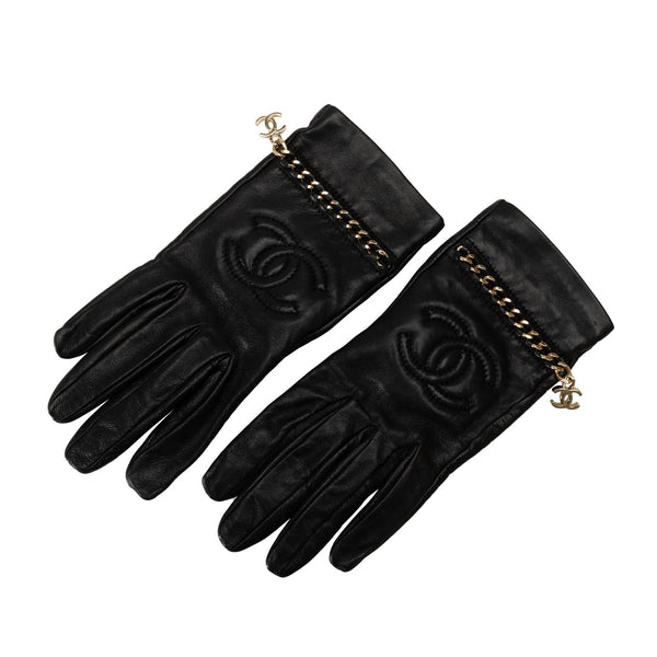 Chanel Lambskin CC Chain Link Gloves (SHG-jpfARh)
