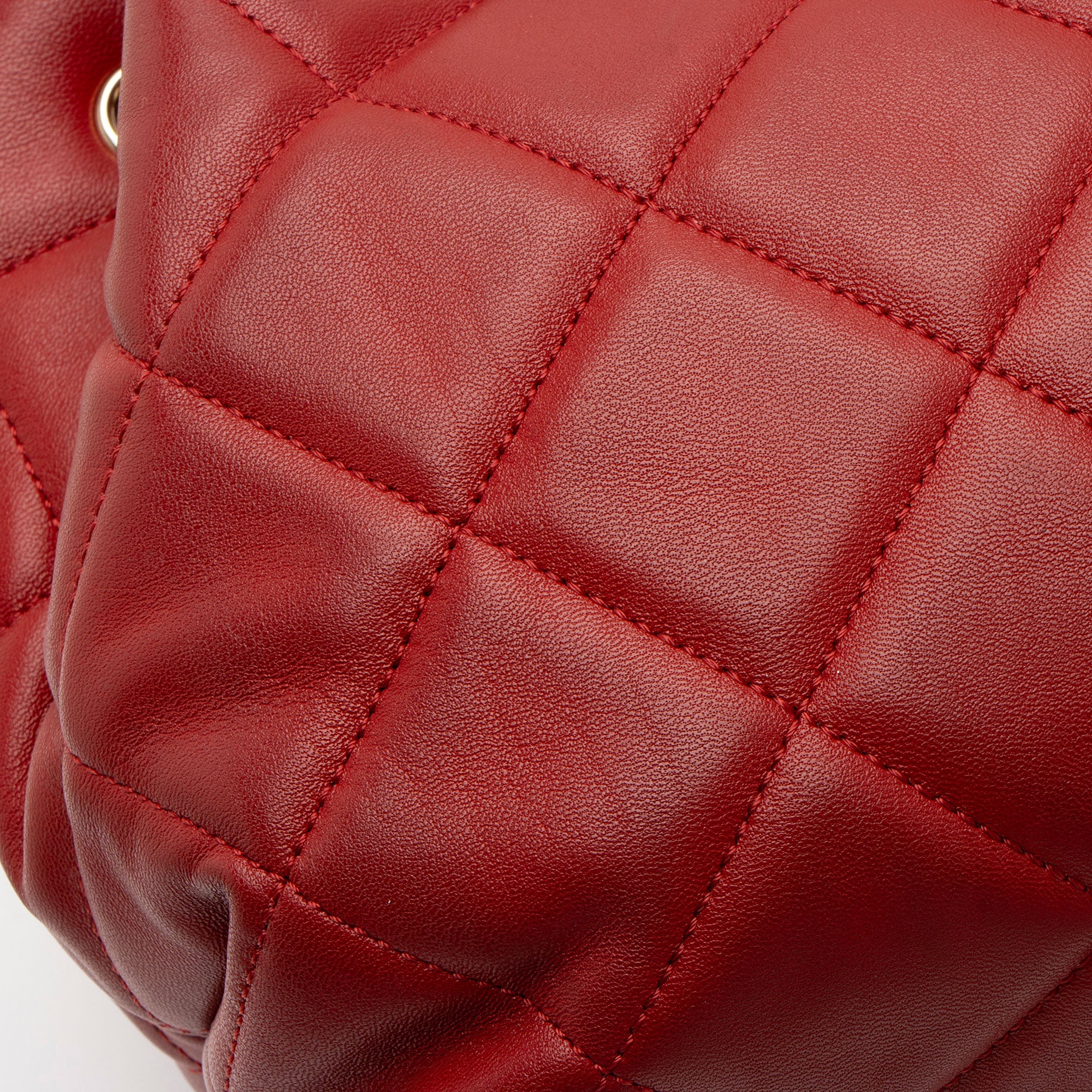 Chanel Lambskin CC Drawstring Mini Chain Bucket Bag
