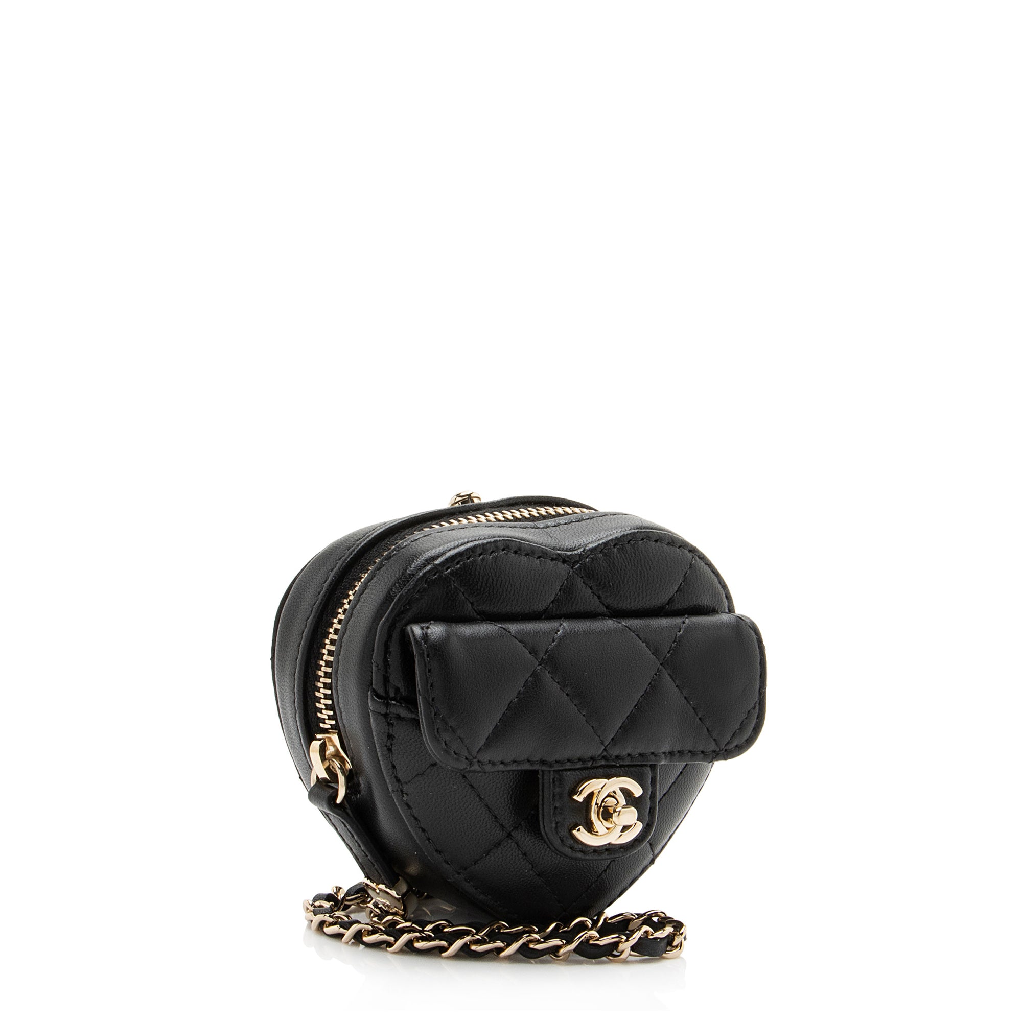 Chanel Lambskin CC In Love Heart Necklace Bag
