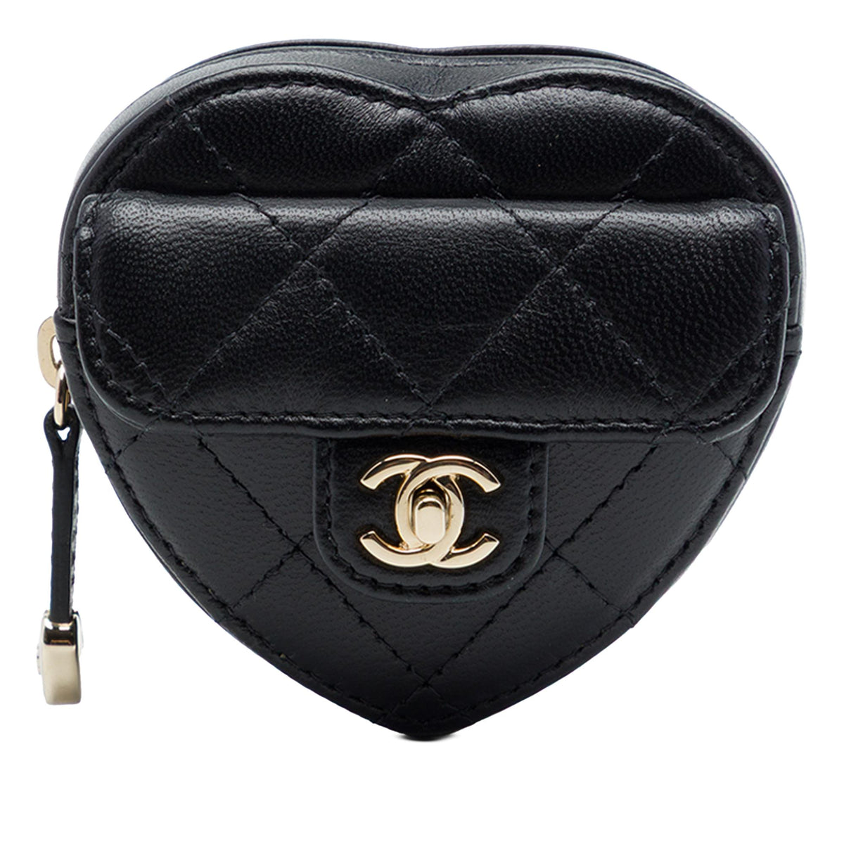 Chanel Lambskin CC In Love Heart Zipped Arm Coin Purse