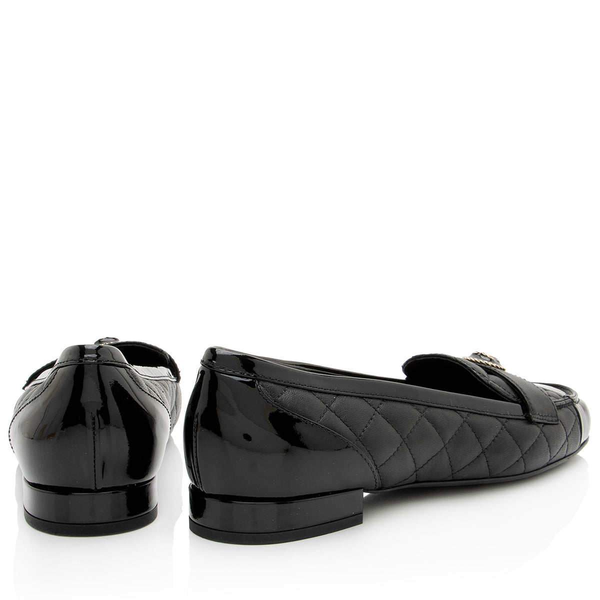 Chanel Lambskin CC Patent Cap Toe Loafers - Size 7.5 / 37.5