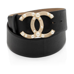 Chanel Lambskin CC Pearl Belt Size 34 85 SHF 4fZR2I LuxeDH