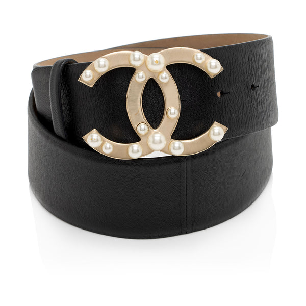 Chanel Lambskin CC Pearl Belt - Size 34 / 85 (SHF-4fZR2I)