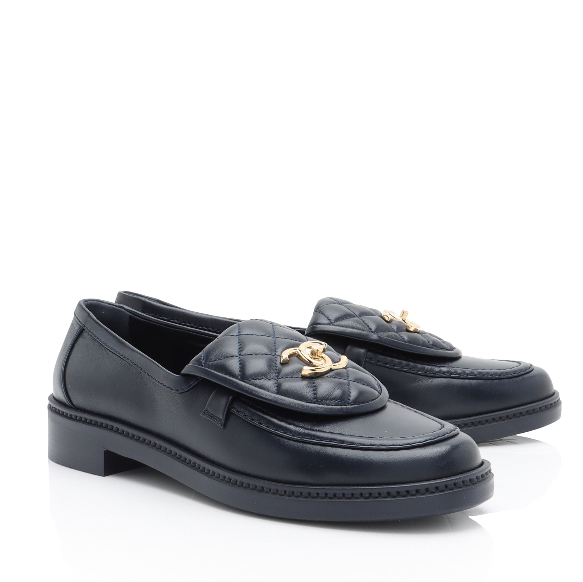 Chanel Lambskin CC Turnlock Loafers - Size 10 / 40