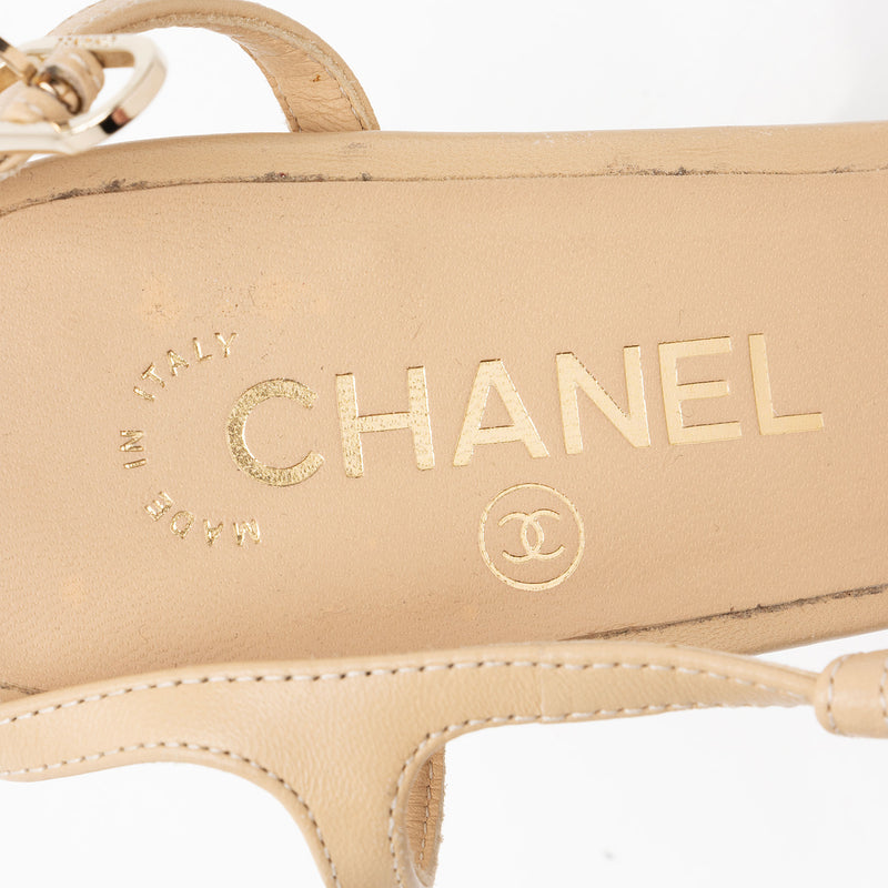 Chanel Lambskin Cap Toe Slingback Pumps - Size 9 / 39 (SHF-aF7wn9)