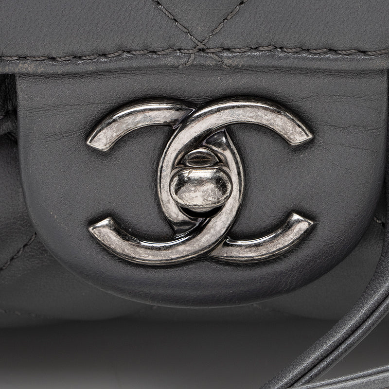 Chanel White Leather Mini Square Flap Shoulder Bag