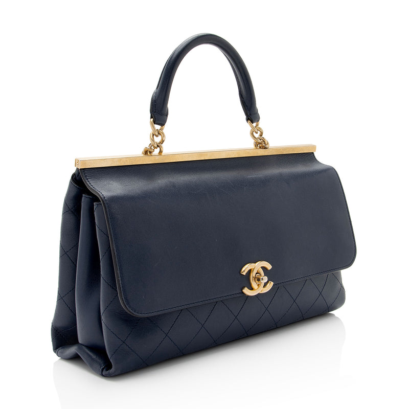 Chanel Lambskin Coco Lux Top Handle Flap Bag (SHF-E3U0SX)