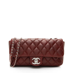 Chanel Coco Luxe Medium Flap Lambskin Shoulder Bag Red