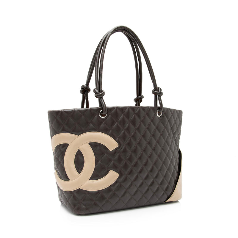 Chanel Black Lambskin Cambon CC Large Tote Bag