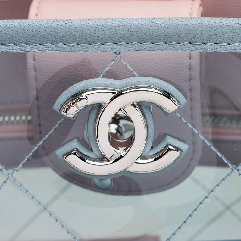 CHANEL Lambskin PVC Quilted Mini Coco Splash Flap Blue Green 271004