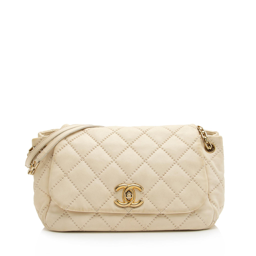 CHANEL Lambskin Quilted CC Pearl Crush Wallet on Chain WOC Light Beige  1300630
