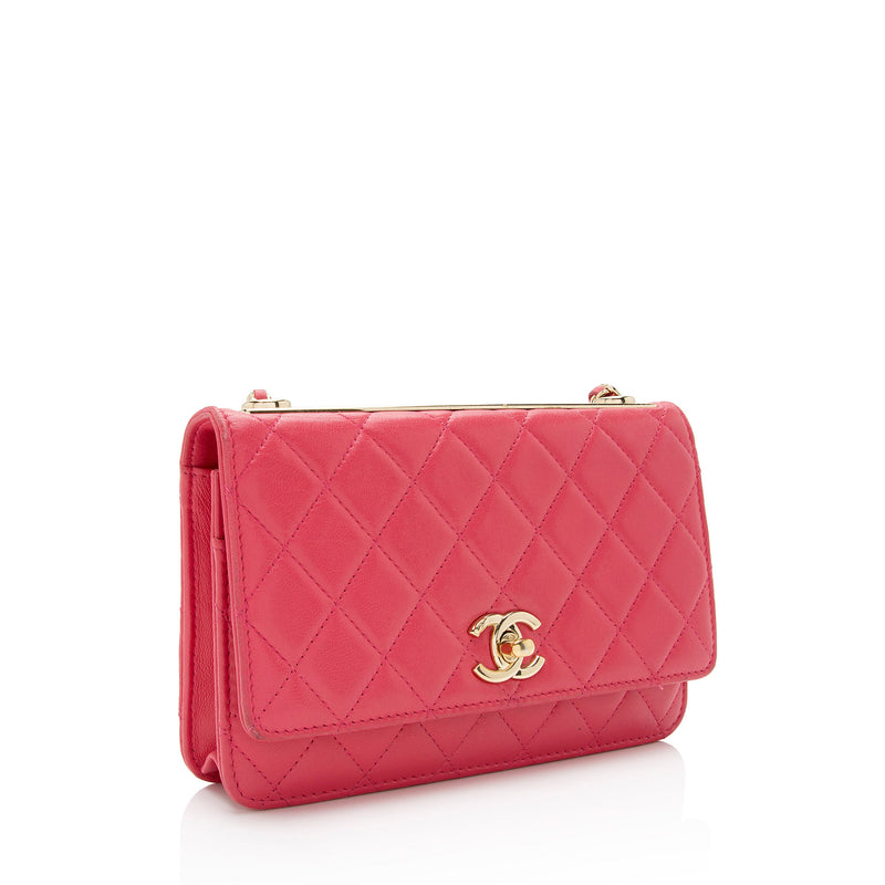 Chanel - Pink Lambskin 'CC' Elegant Chain Vanity Case
