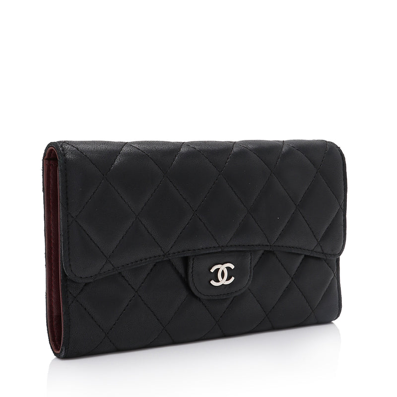 Chanel Lambskin CC Tri-Fold Long Wallet (SHF-TmgtMF)