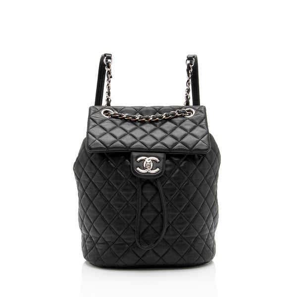 CHANEL Lambskin Quilted Small Urban Spirit Backpack Black 206817