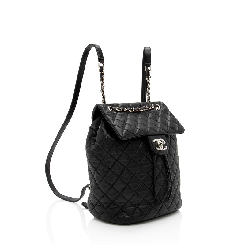 CHANEL Urban Spirit Lambskin Leather Backpack Bag Black-US