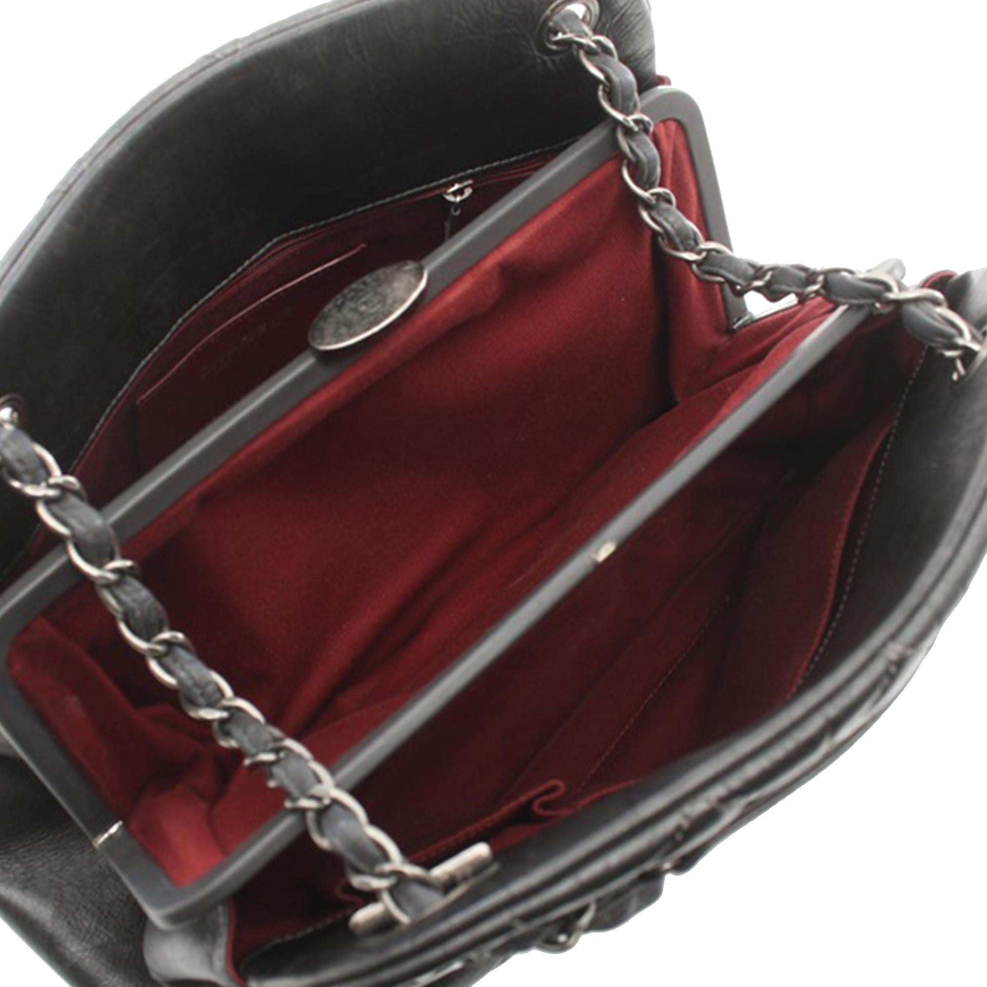 Chanel Large Aged Calfskin Just Mademoiselle Bowling Bag (SHG-qznmmK)